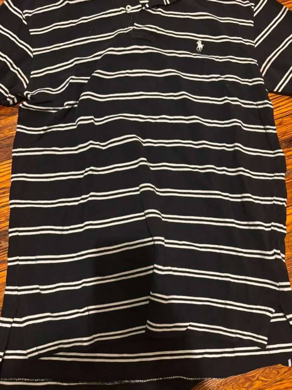 Polo Ralph Lauren Men's Black & White Striped Short Sleeve Polo Shirt Size M